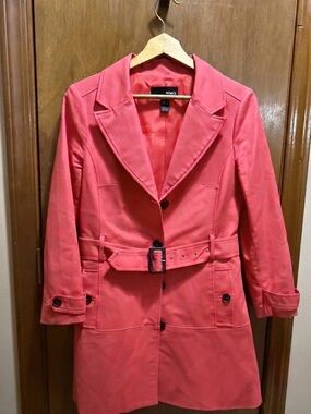 MANGO Coral Pink Belted Trench Coat